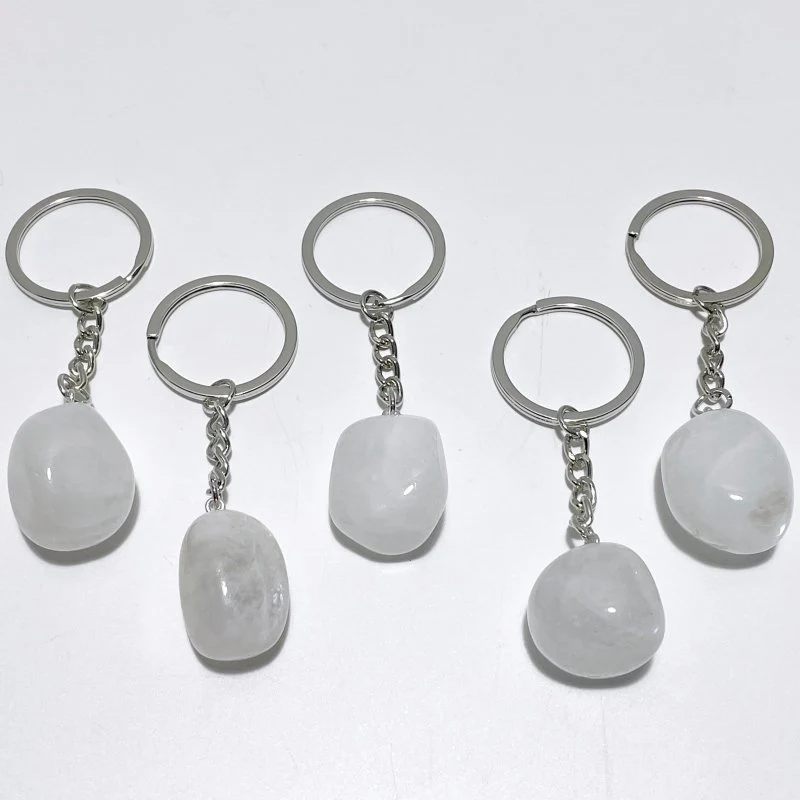 Sri Lanka White Moonstone Tumbled Keychain Wholesale - Image 5
