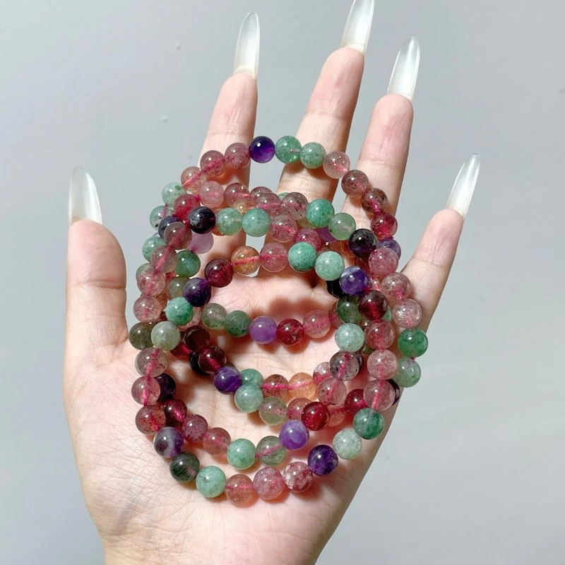 Multi-gem Beads Bracelet Wholesale Strawberry Quartz Green Strawberry Quartz Mixed Amethyst