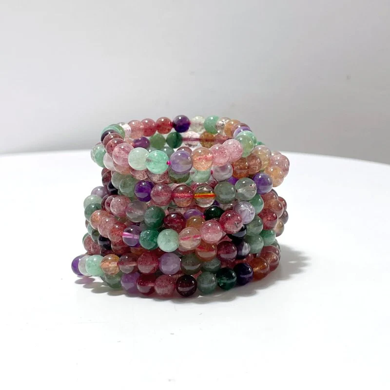 Multi-gem Beads Bracelet Wholesale Strawberry Quartz Green Strawberry Quartz Mixed Amethyst - Image 2