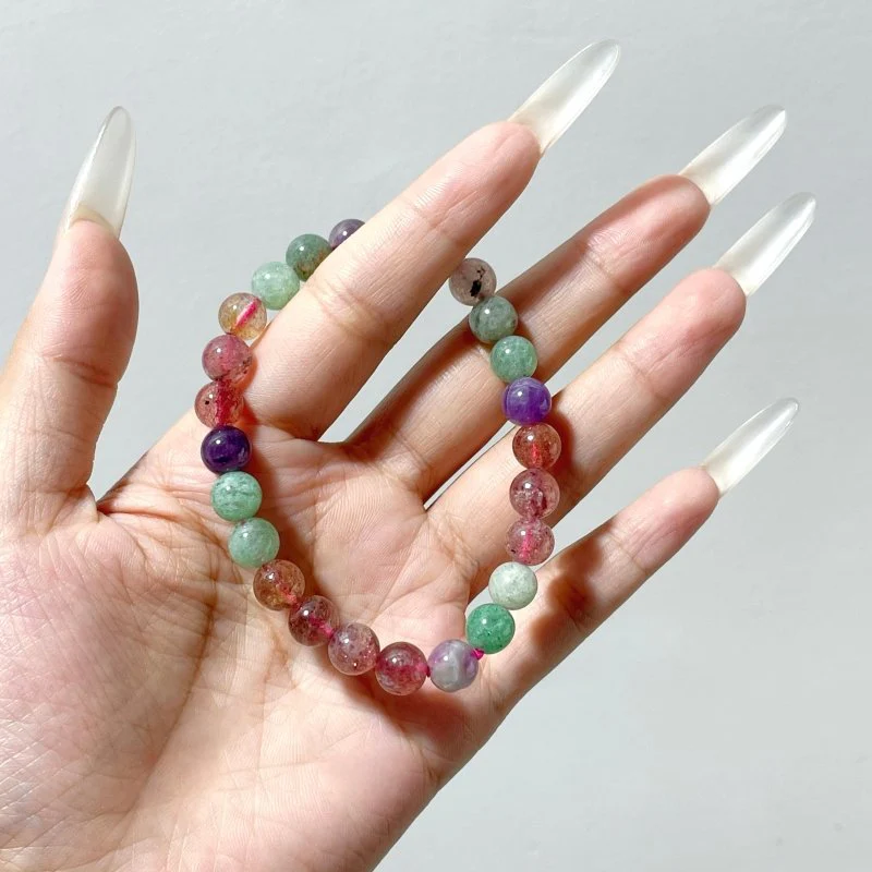 Multi-gem Beads Bracelet Wholesale Strawberry Quartz Green Strawberry Quartz Mixed Amethyst - Image 3