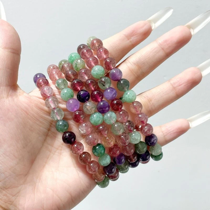 Multi-gem Beads Bracelet Wholesale Strawberry Quartz Green Strawberry Quartz Mixed Amethyst - Image 5