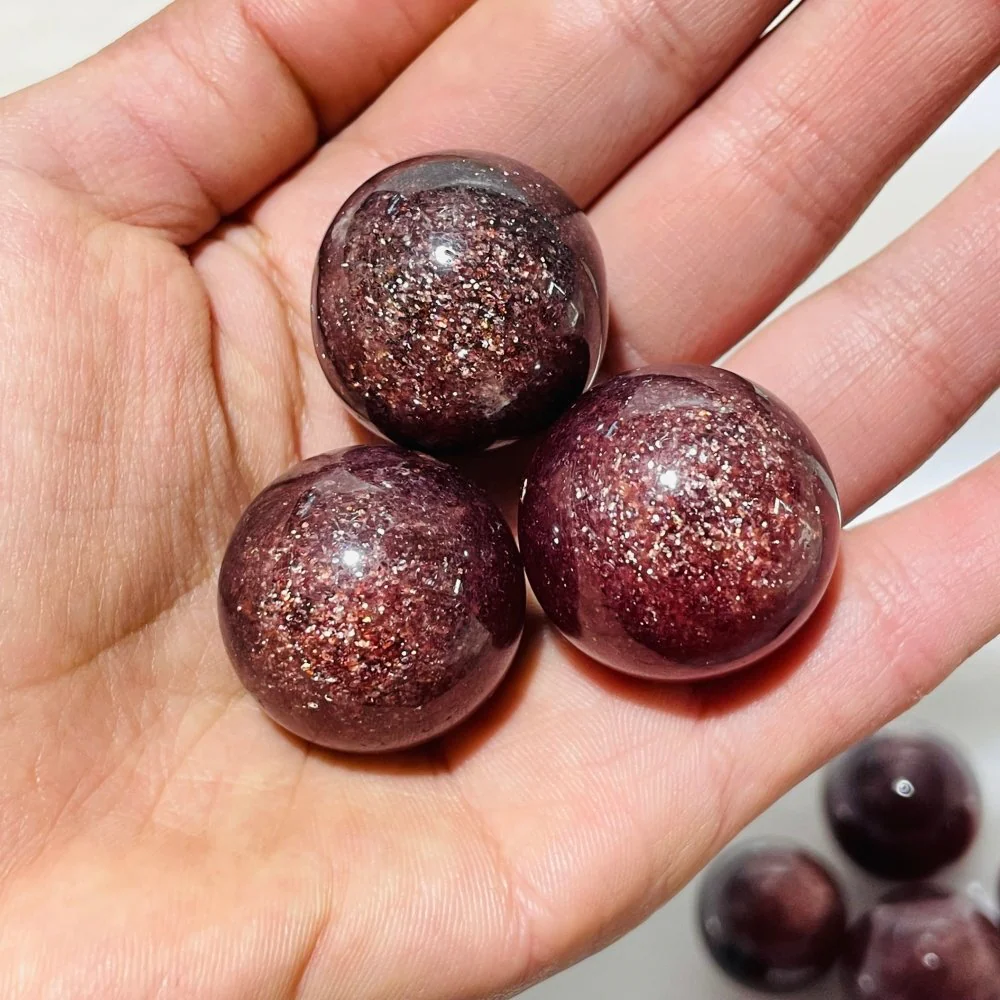 11 Pieces Beautiful Strawberry Quartz High Quality Spheres - Image 2