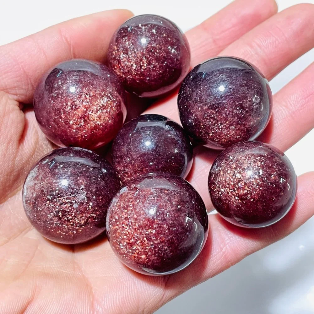 11 Pieces Beautiful Strawberry Quartz High Quality Spheres - Image 4