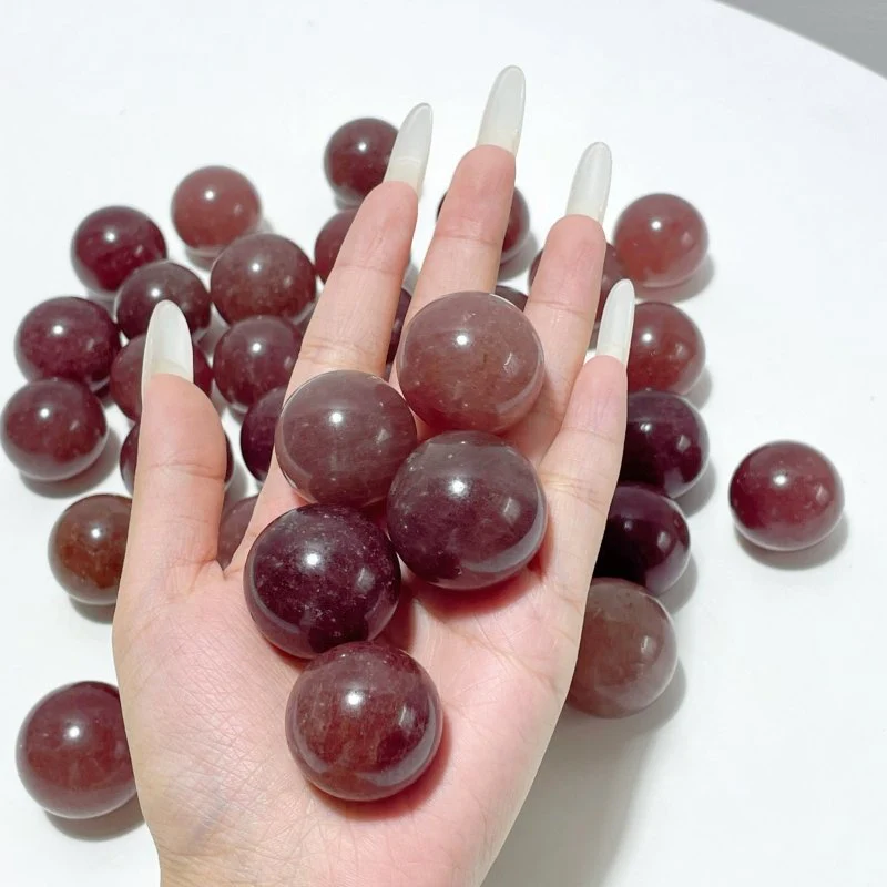 Small Strawberry Quartz Spheres Ball Crystal Wholesale - Image 2