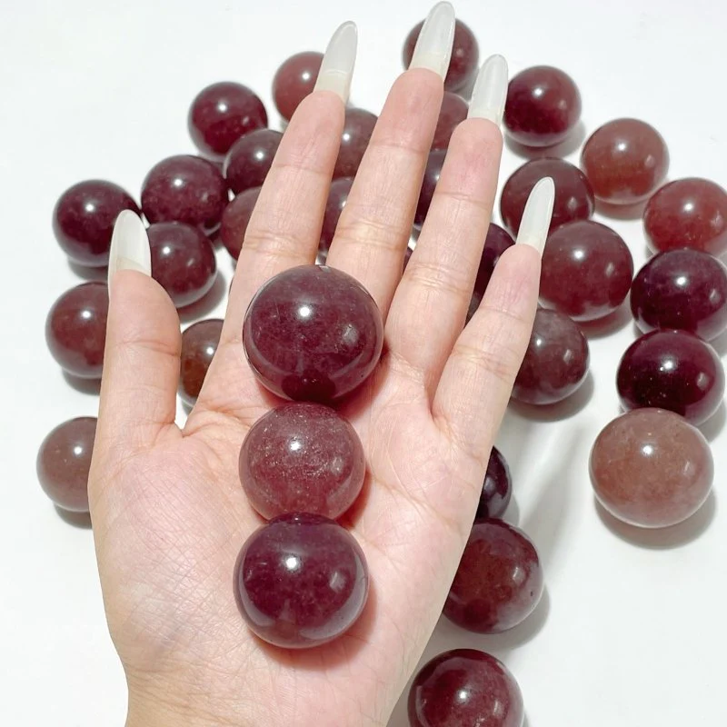 Small Strawberry Quartz Spheres Ball Crystal Wholesale - Image 5