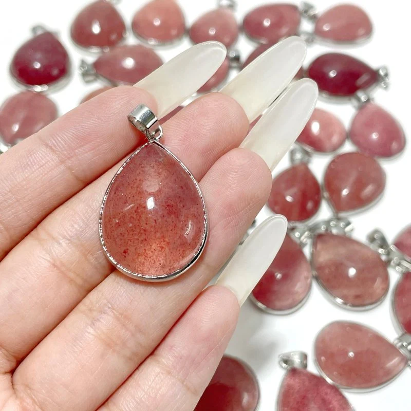 Strawberry Quartz Teardrop Shape Pendant Wholesale - Image 2