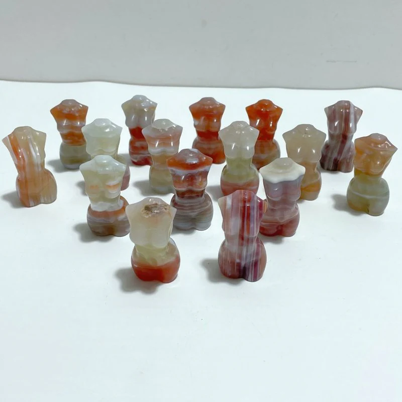 16 Pieces Stripe Agate Goddess Carving