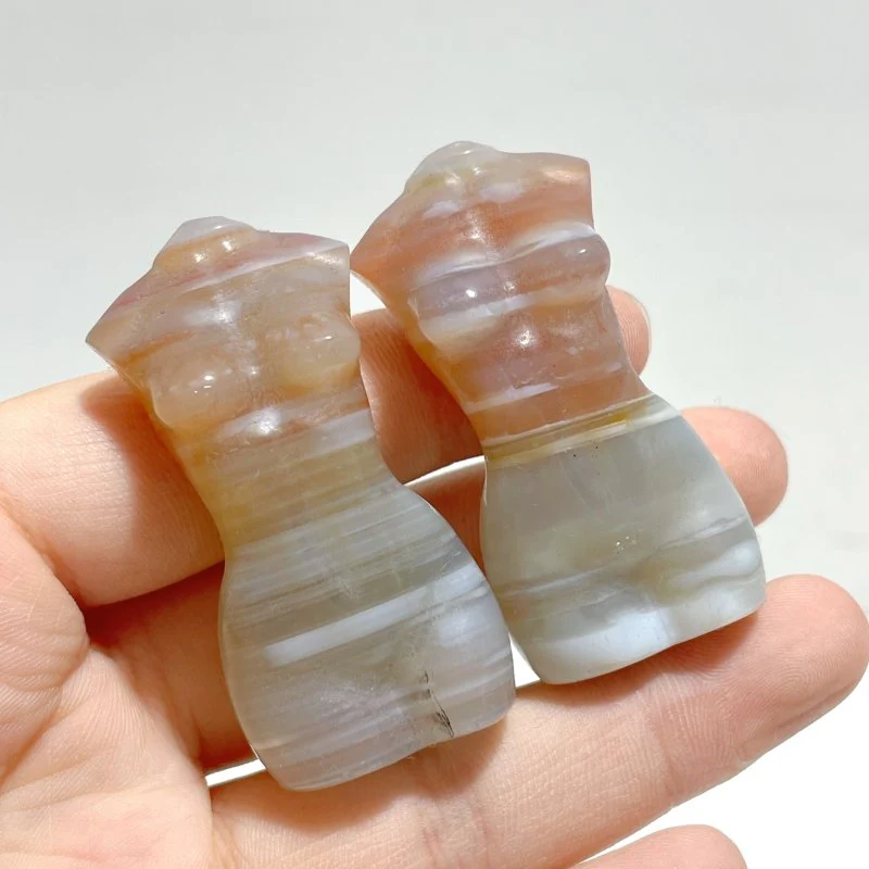 16 Pieces Stripe Agate Goddess Carving - Image 4