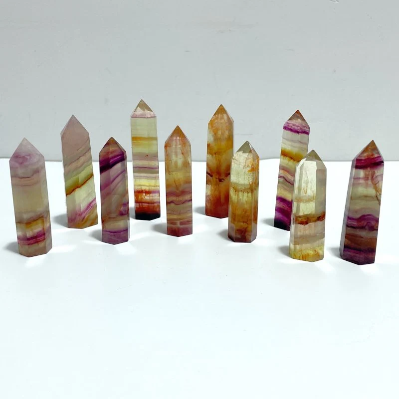 Stripe Colorful Fluorite Mixed Hematite Tower Point Wholesale - Image 2