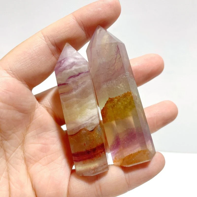 Stripe Colorful Fluorite Mixed Hematite Tower Point Wholesale - Image 7