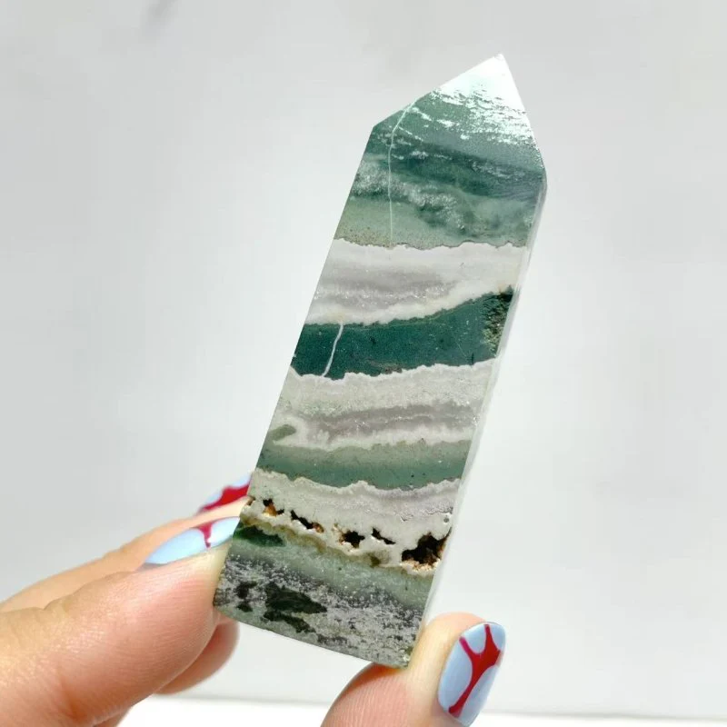 Stripe Moss Agate Mixed Quartz Four-Sided Tower Point Wholesale - Image 4