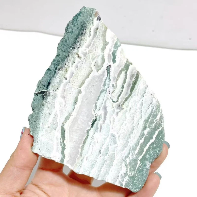 2 Pairs Stripe Moss Agate Slab Butterfly Wing With Stand - Image 5