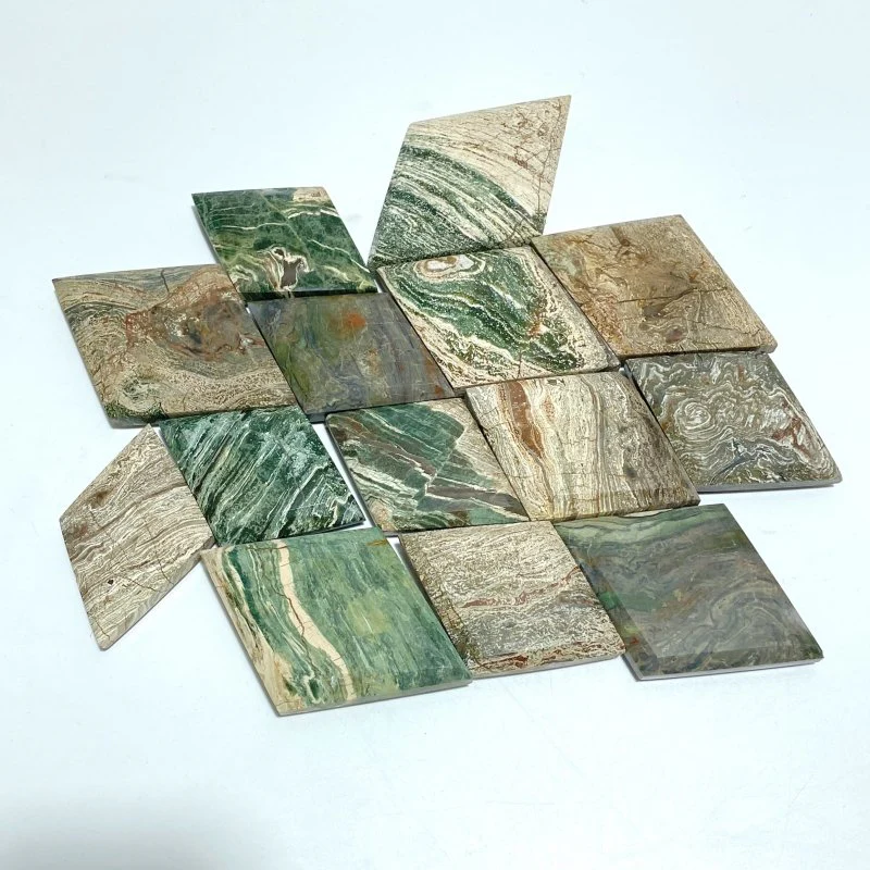 Stripe Ocean Jasper Rhombus Shaped Carving Wholesale