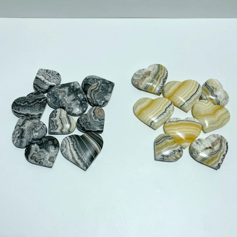 Stripe Yellow/Grey Calcite Heart Wholesale