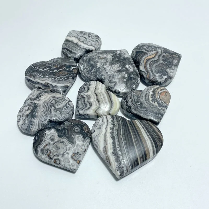 Stripe Yellow/Grey Calcite Heart Wholesale - Image 2