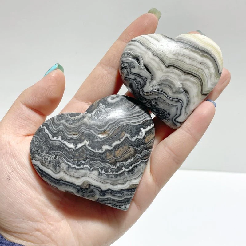 Stripe Yellow/Grey Calcite Heart Wholesale - Image 5