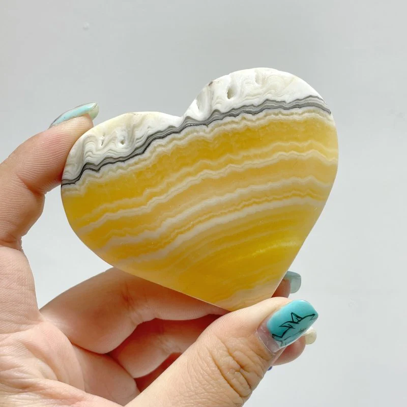 Stripe Yellow/Grey Calcite Heart Wholesale - Image 6