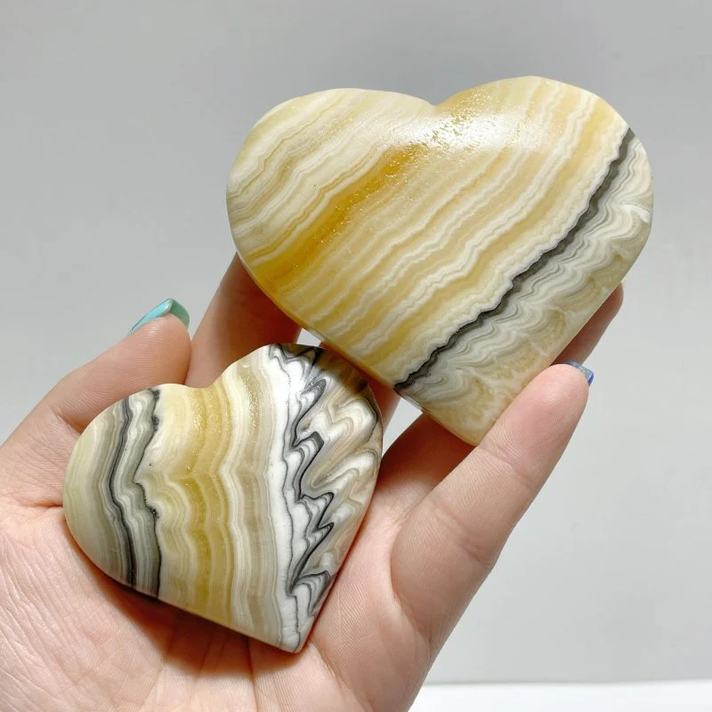 Stripe Yellow/Grey Calcite Heart Wholesale - Image 7