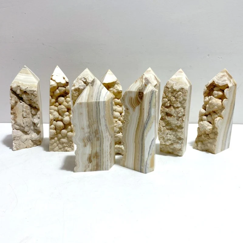 9 Pieces Stripe Yellow Calcite Points Raw Side