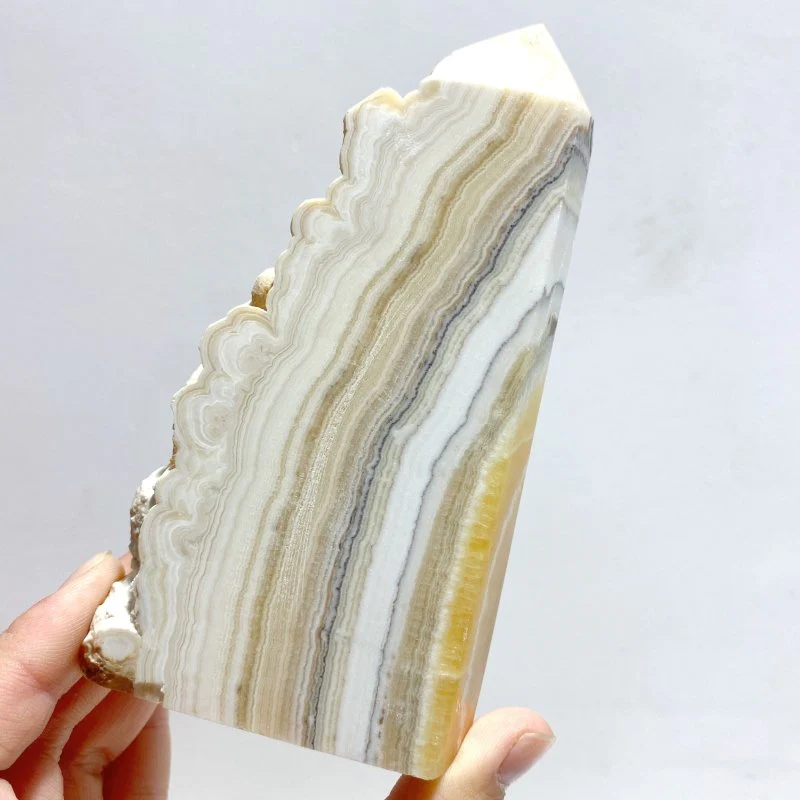 9 Pieces Stripe Yellow Calcite Points Raw Side - Image 3