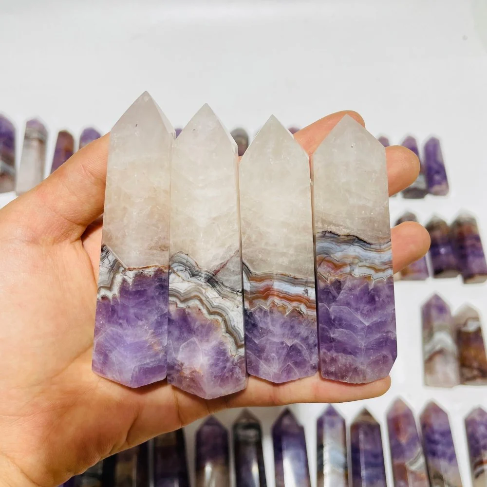 63 Pieces Amethyst Mixed Striped Agate Crystal Points - Image 2
