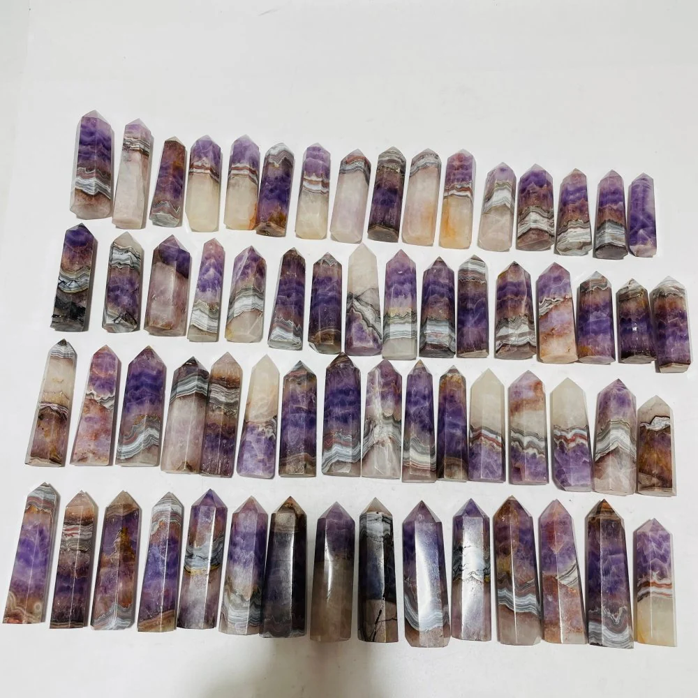 63 Pieces Amethyst Mixed Striped Agate Crystal Points - Image 3