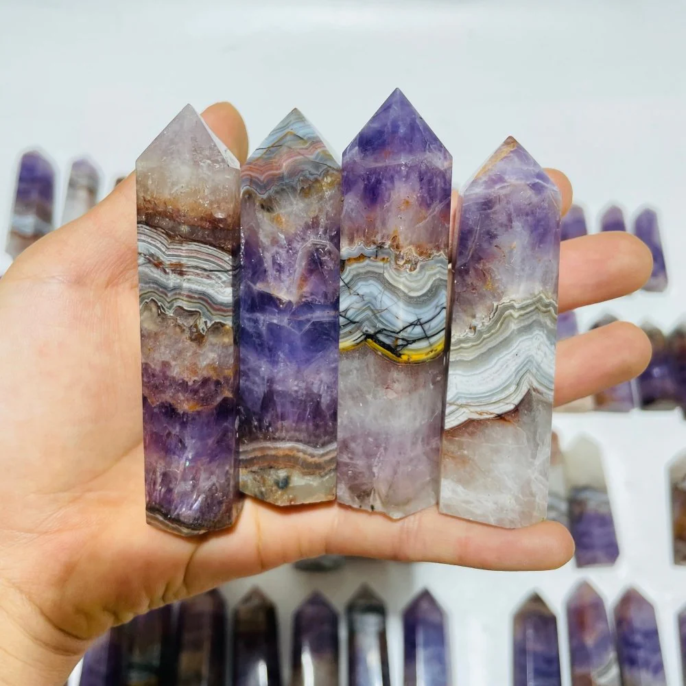 63 Pieces Amethyst Mixed Striped Agate Crystal Points - Image 4