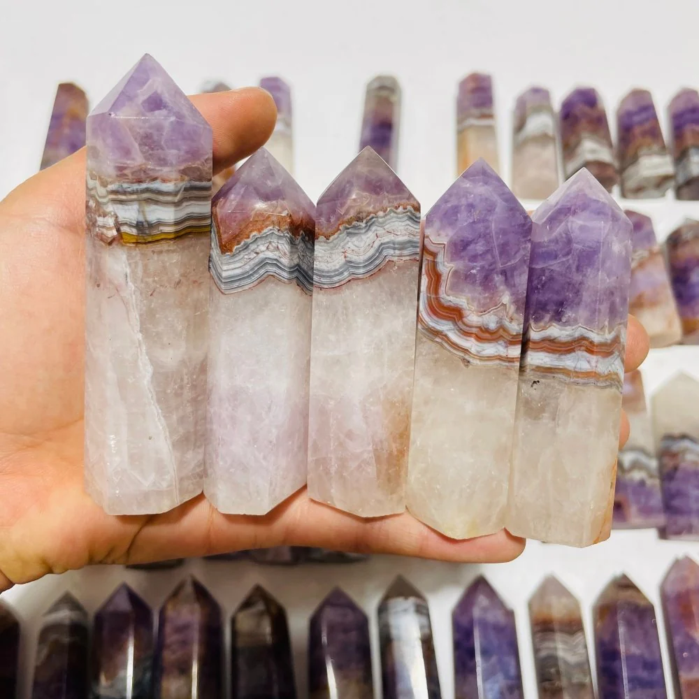 63 Pieces Amethyst Mixed Striped Agate Crystal Points - Image 5