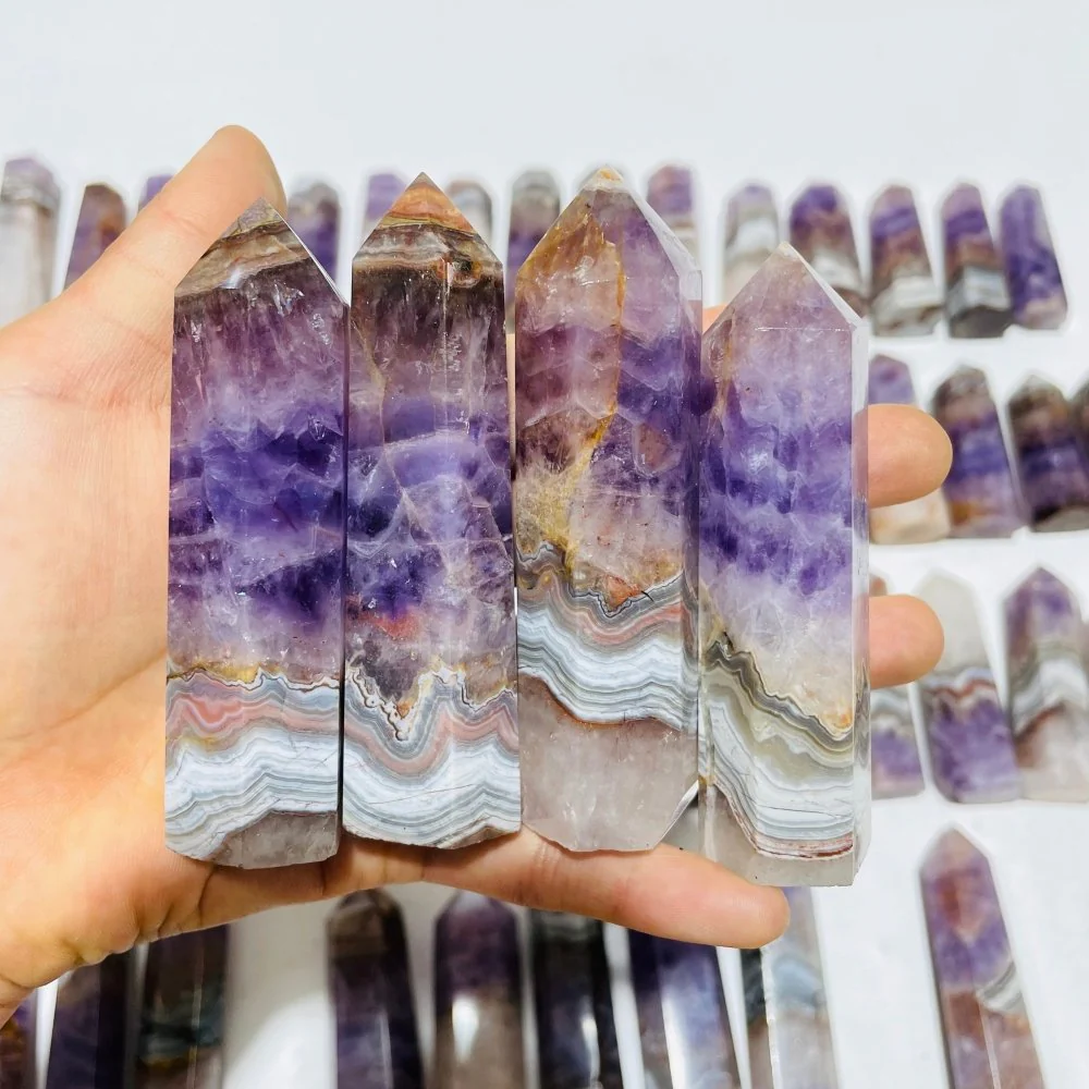 63 Pieces Amethyst Mixed Striped Agate Crystal Points - Image 7
