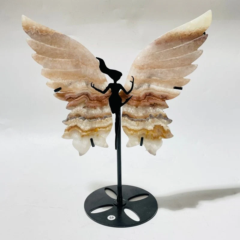 3 Pairs Striped Agate Symmetry Fairy Wing With Stand - Image 3