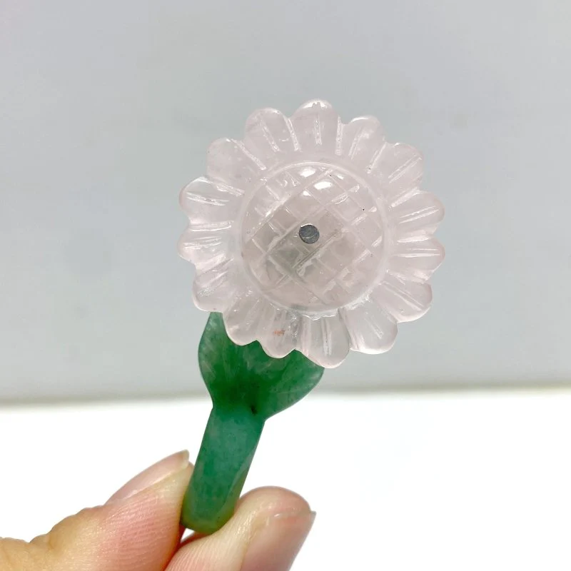 Sunflower-shaped Yellow Jade And Green Aventurine Leaf Carving Wholesale