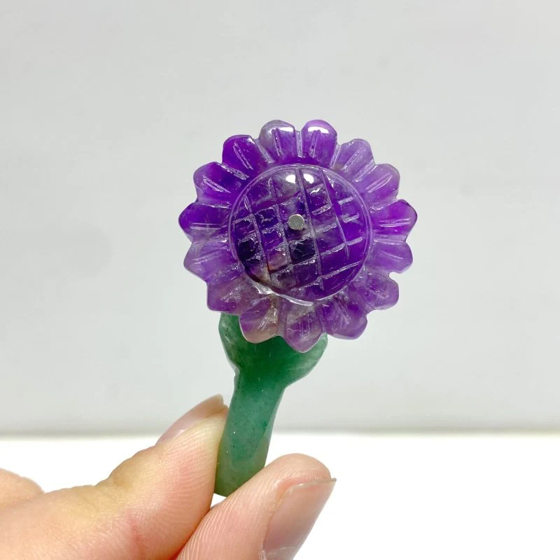 Sunflower-shaped Yellow Jade And Green Aventurine Leaf Carving Wholesale - Image 2
