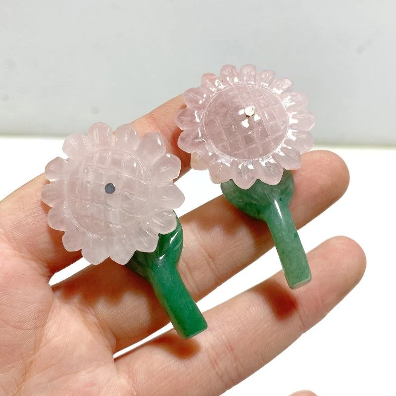 Sunflower-shaped Yellow Jade And Green Aventurine Leaf Carving Wholesale - Image 5