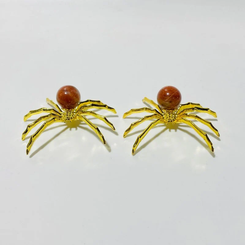High Quality Sunstone Crystal Sphere Spider Ornament Handmade Alloy Spider Wholesale - Image 2