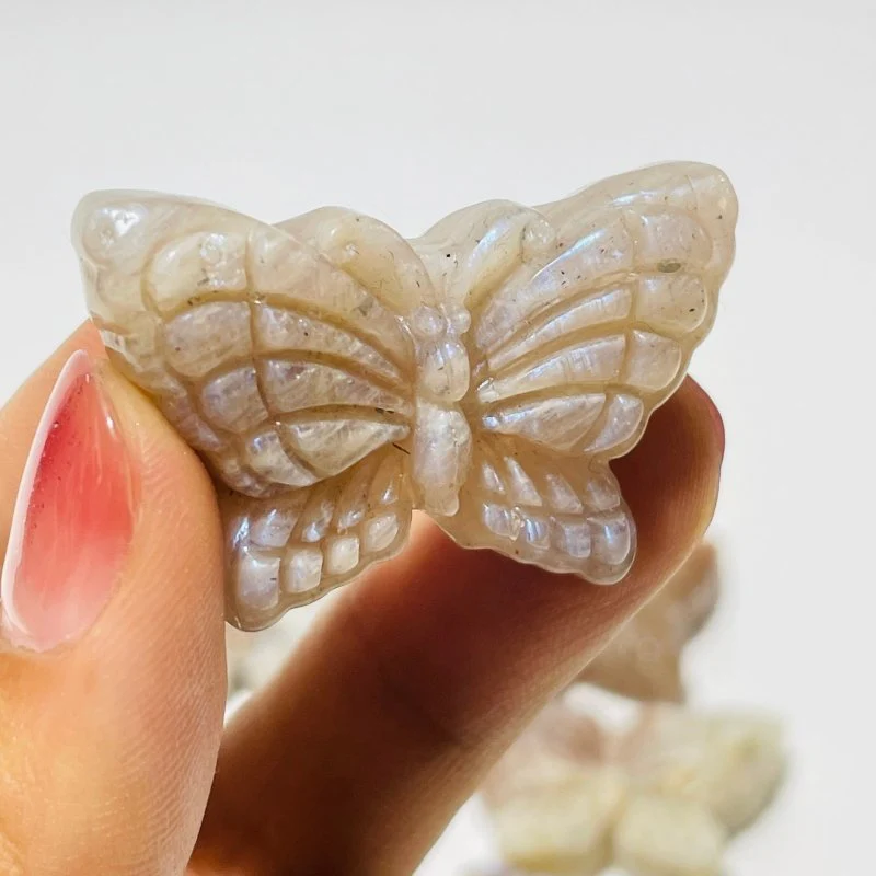 21 Pieces Sunstone Mixed Moonstone Butterfly Carving - Image 8