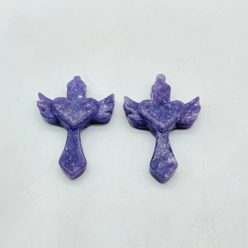 Sword With Wings Heart Shaped Stone Carving Wholesale Aventurine Lepidolite - Image 2