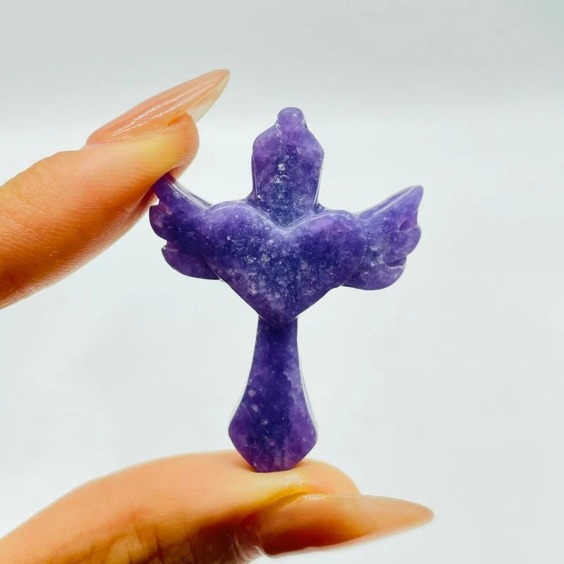 Sword With Wings Heart Shaped Stone Carving Wholesale Aventurine Lepidolite - Image 5