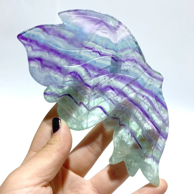 Unique Fluorite Butterfly Wing Carving With Stand - Image 3