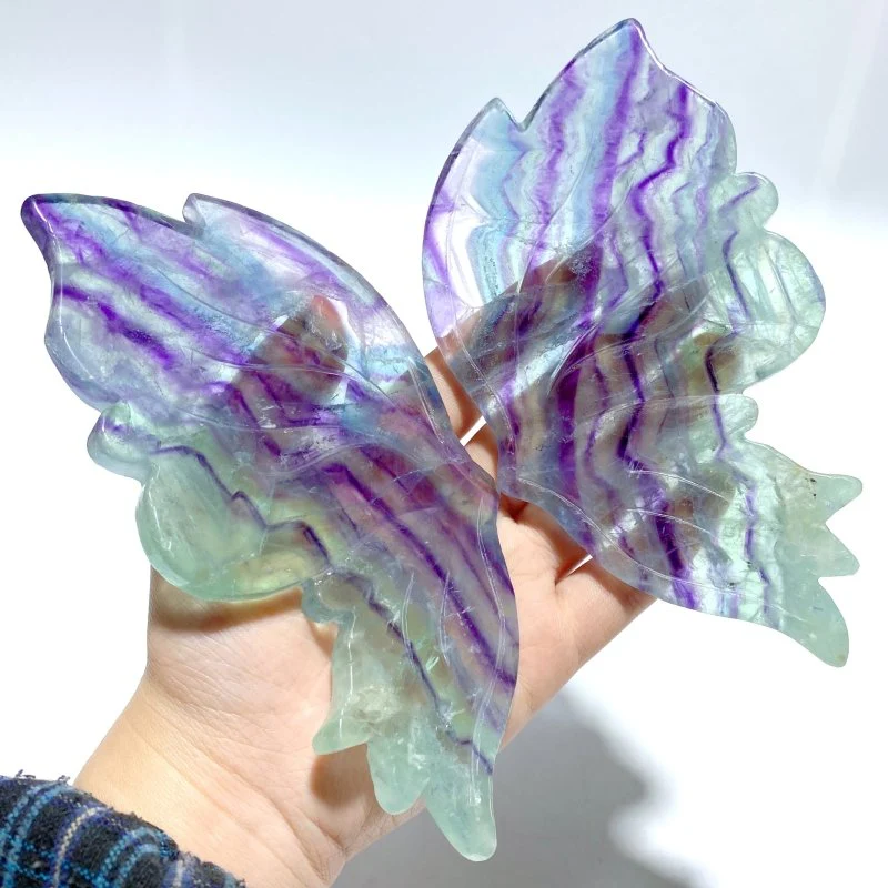 Unique Fluorite Butterfly Wing Carving With Stand - Image 5