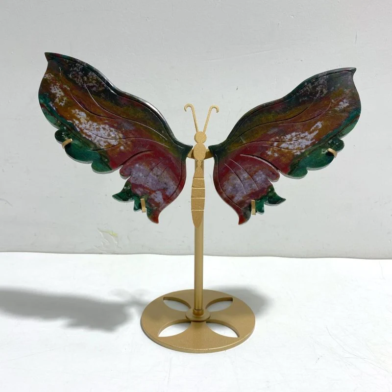 Symmetry Butterfly Wing With Stand Ocean Jasper