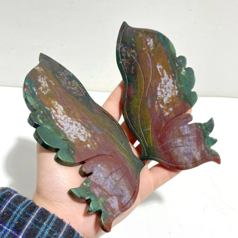 Symmetry Butterfly Wing With Stand Ocean Jasper - Image 4