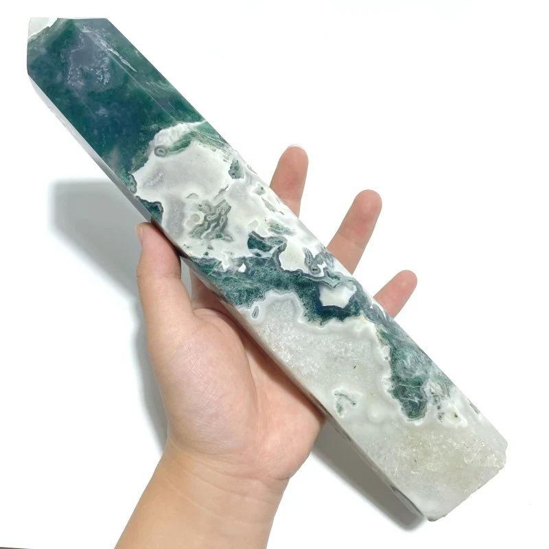4 Pieces Tall Geode Druzy Moss Agate Tower Points - Image 2