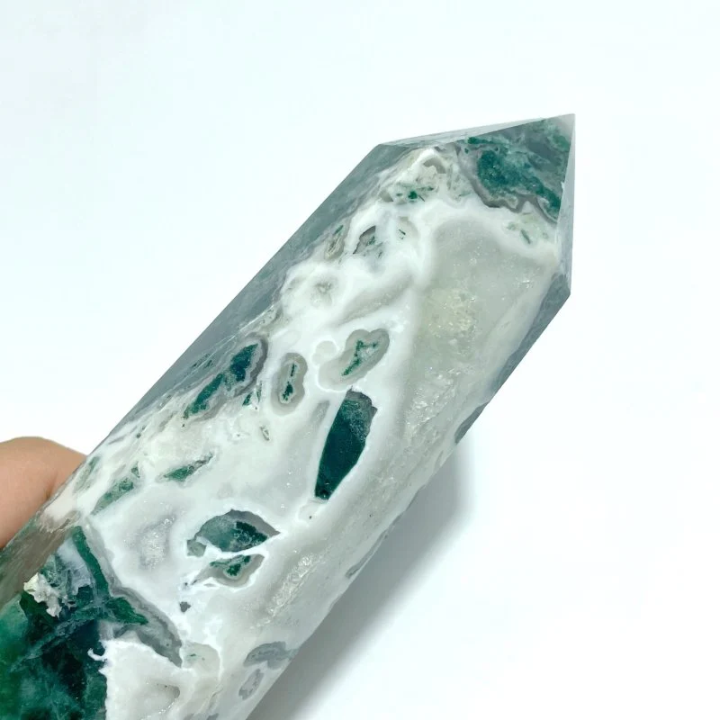 4 Pieces Tall Geode Druzy Moss Agate Tower Points - Image 5