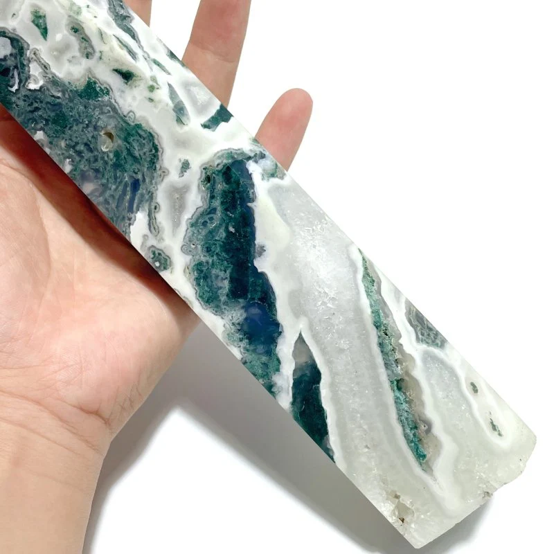 4 Pieces Tall Geode Druzy Moss Agate Tower Points - Image 6