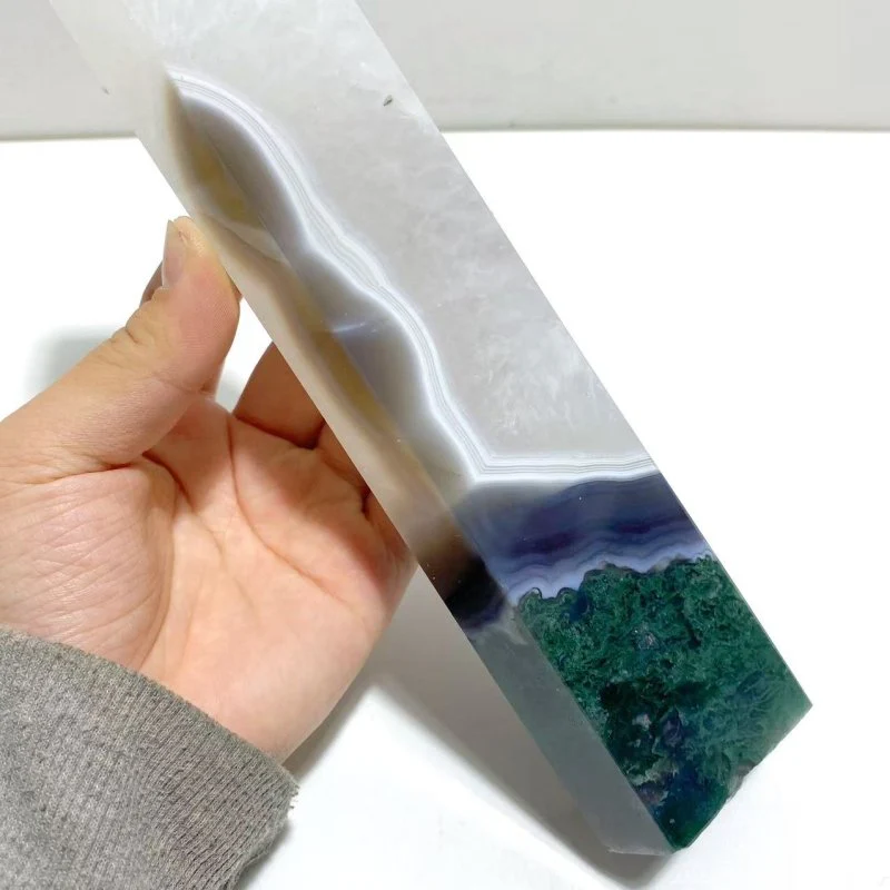 5 Pieces Tall Green Moss Agate Points - Image 5
