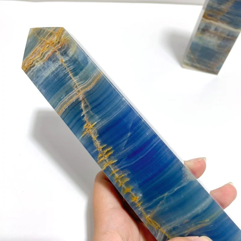 6 Pieces Tall High Quality Blue Onyx Four-sided Tower Point - Image 3