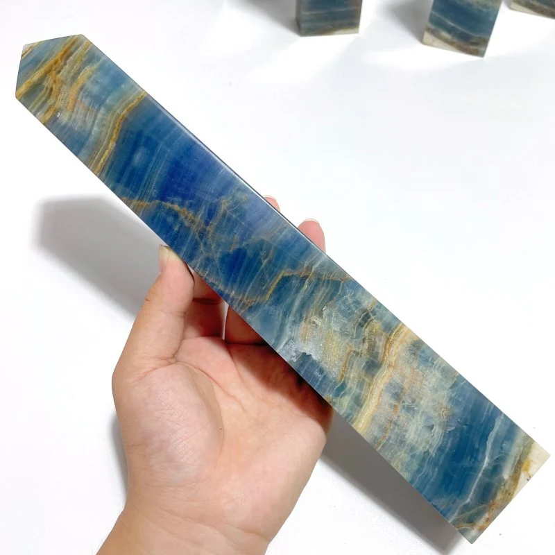 6 Pieces Tall High Quality Blue Onyx Four-sided Tower Point - Image 5