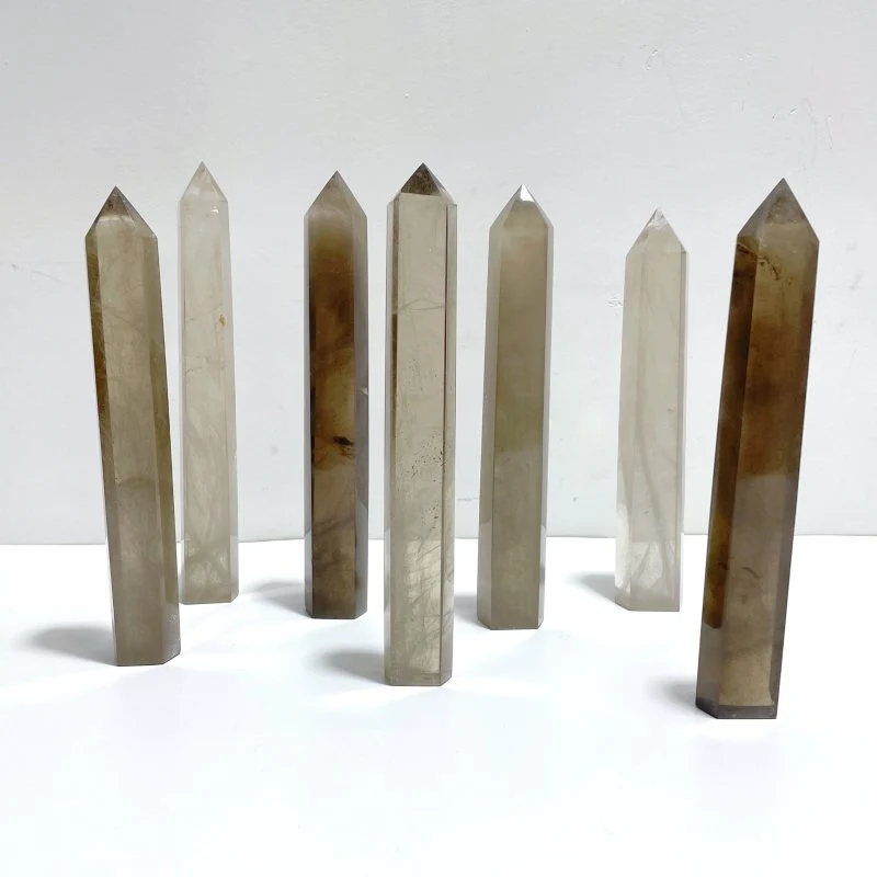 12 Pieces Tall Thin Smoky Quartz Tower Point