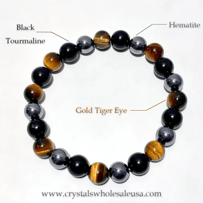 Tiger Eye Black Tourmaline Hematite Bracelet Wholesale (Etsy Best-Selling Item)