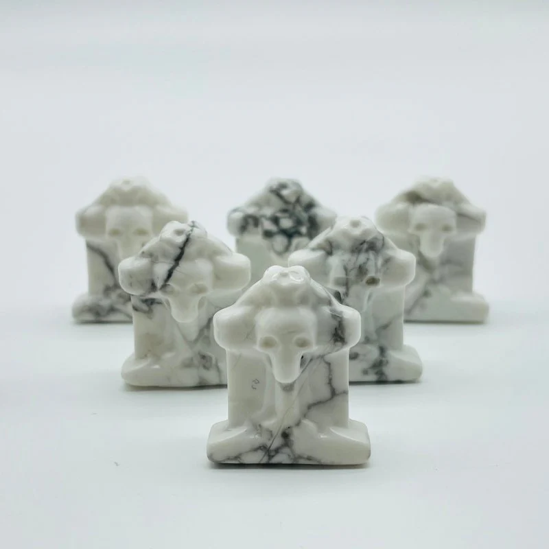 Mini Tiger Eye Howlite Tombstone Skull Cross Carving Wholesale - Image 3